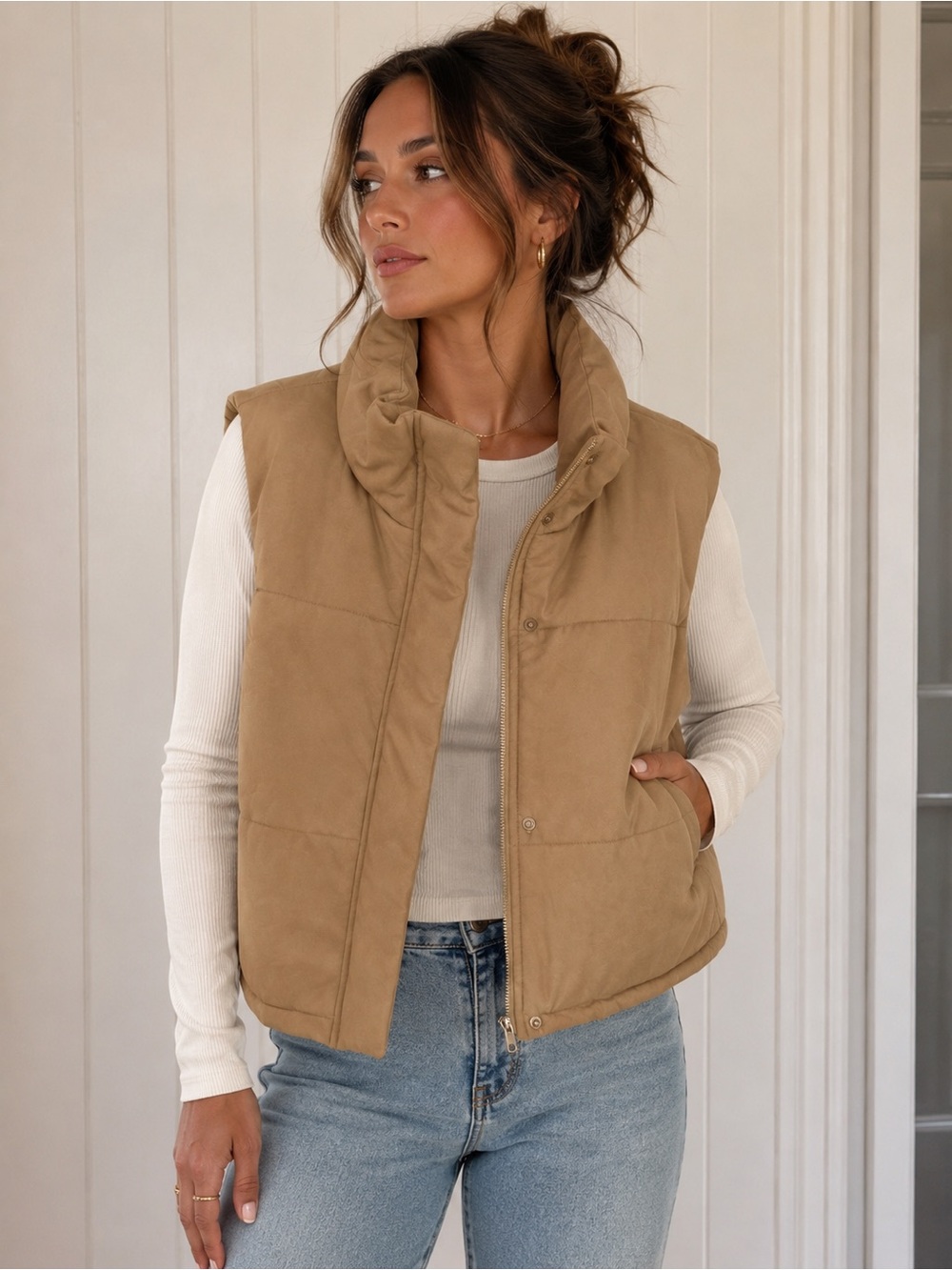 Promesa women's cropped jacket vest large